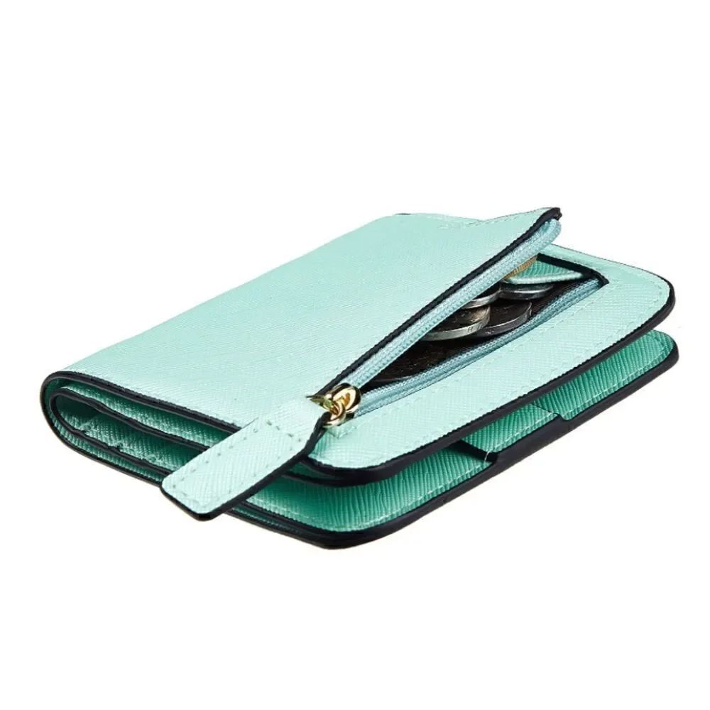 Teal Leather Compact Wallet - Picture 2 of 5